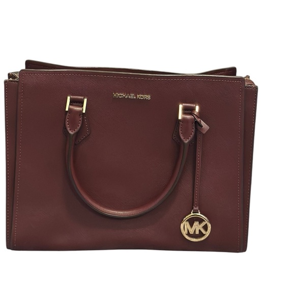 Michael Kors Burgundy Large Saffiano Leather Satchel - Picture 1 of 13